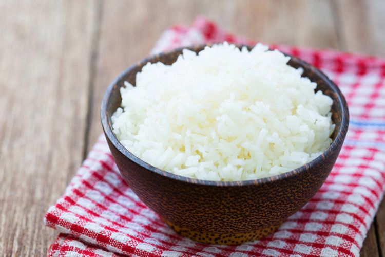 Ilustrasi semangkuk nasi putih.