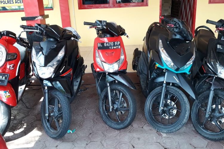 Barang bukti sepeda motor hasil curian di Maporles Aceh Timur, Jumat (7/8/2020)