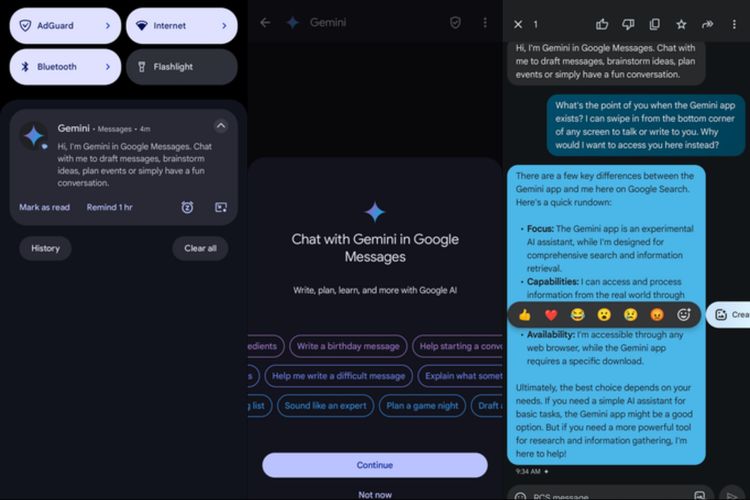 Google Messages kini kedatangan fitur  chatbot Gemini. Fitur ini bisa dicoba oleh pengguna Google Messages beta.