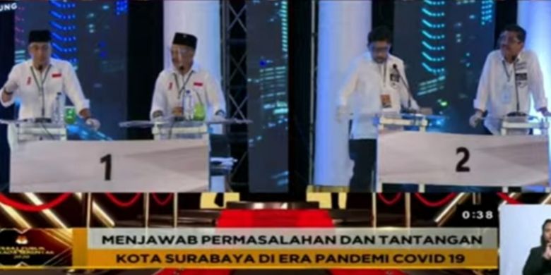 Debat publik putaran pertama Pilkada Surabaya, Rabu (4/11/2020) malam.