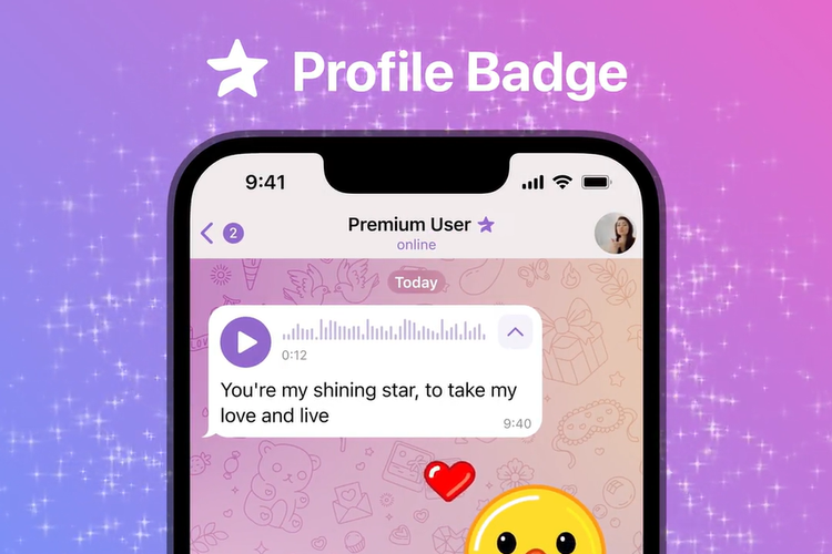 Fitur Profile badge atau lencana profil yang hadir di Telegram Premium.