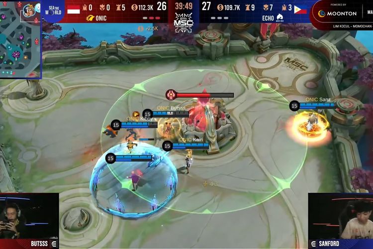 Game terakhir Onic Esports vs Echo di Semi Final MSC 2023 dengan skor akhir 3-0.