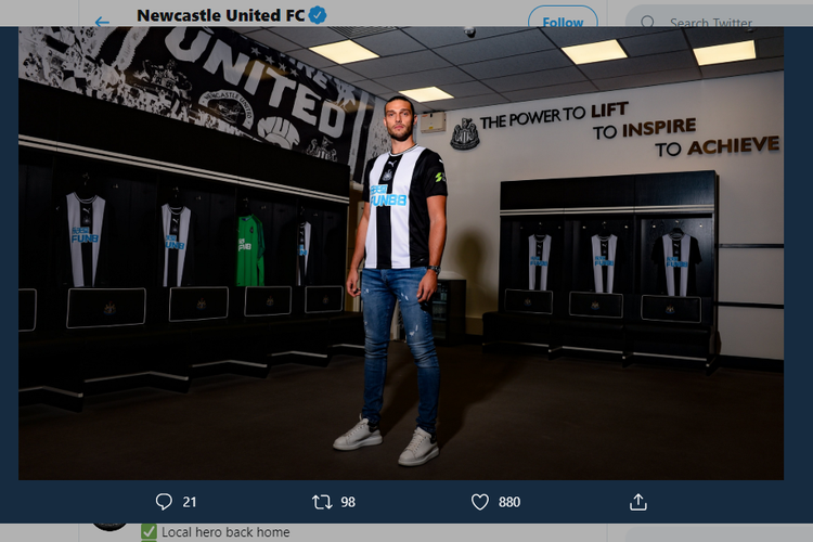 Andy Carroll bergabung kembali dengan Newcastle United, 8 Agustus 2019. 