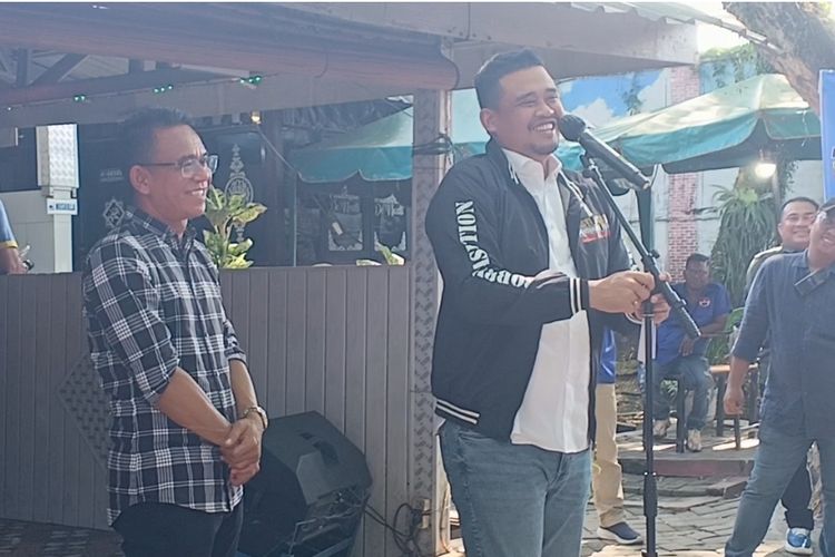 Calon gubernur Sumut nomor urut 1 Bobby Nasution saat berkampanye menemui relawannya di Kecamatan Percut Sei Tuan, Kabupaten Deli Serdang, Rabu (25/9/2024)