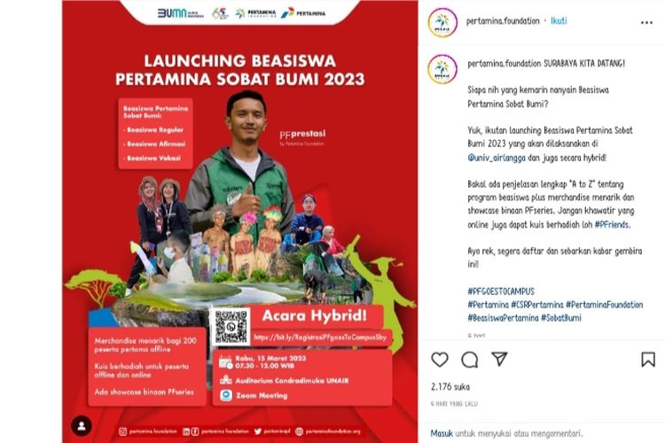 Foto : Beasiswa Sobat Bumi 2023 Diluncurkan, Bantuan Hingga 4 Juta