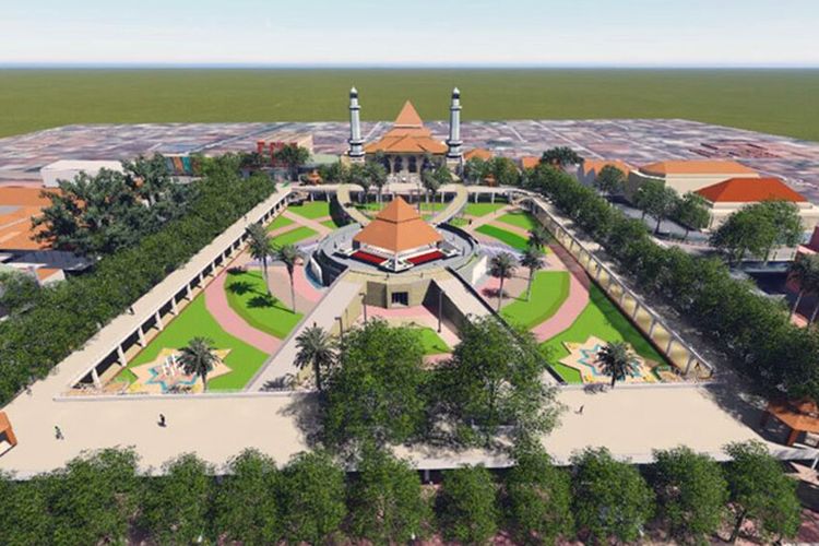 Gambar rencana pembangunan Islamic Centre di sekitar alun-alun Kabupaten Gresik.