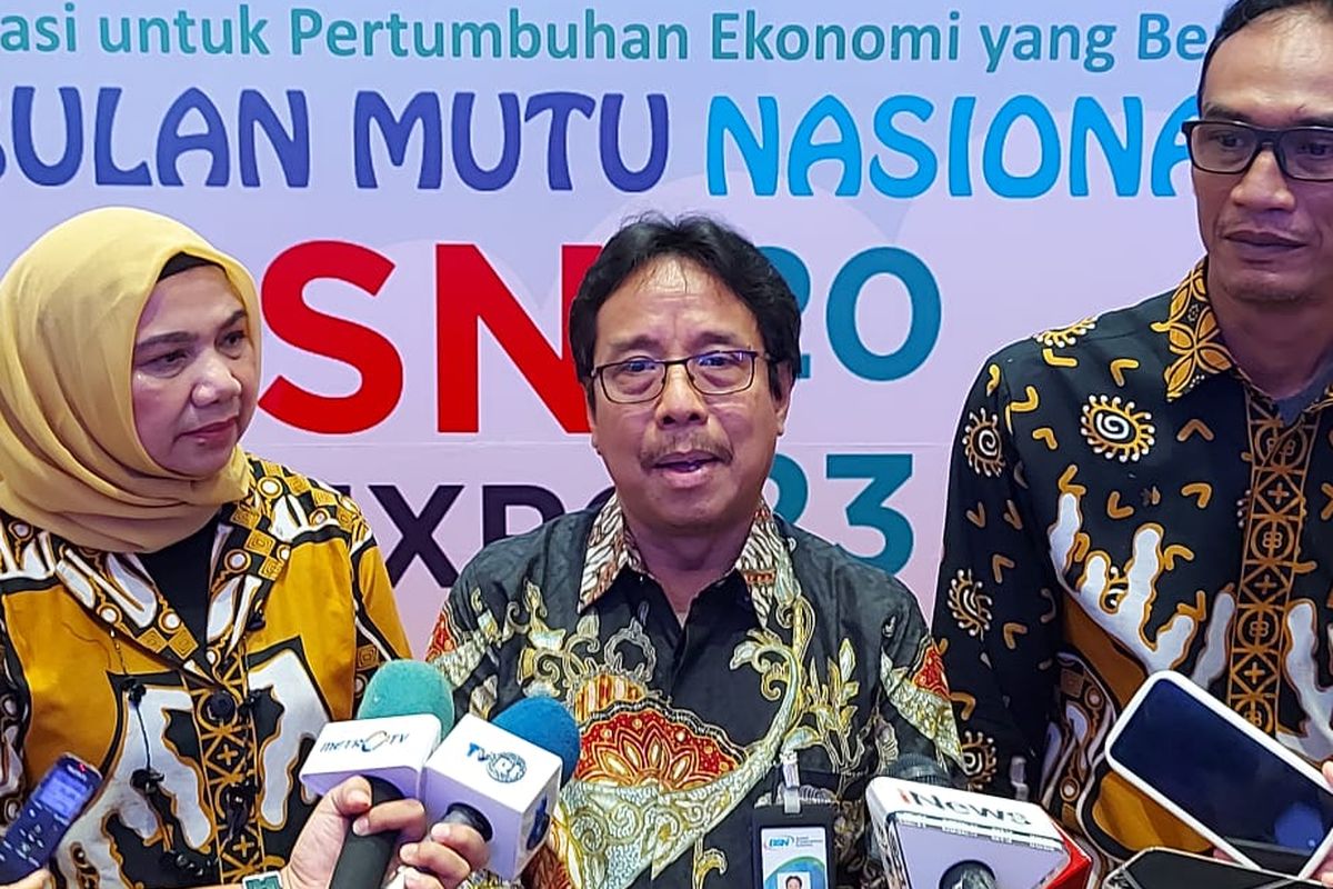Kepala Badan Standarisasi Nasional (BSN) Kukuh S Achmad saat membuka acara Bulan Mutu Nasional (BMN) di Jakarta Convention Center (JCC), Senayan, Jakarta, 15 November 2023.