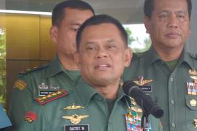Panglima TNI Jenderal Gatot Nurmantyo dalam konferensi pers di Mabes TNI Cilangkap, Jakarta Timur, Jumat (23/9/2016).
