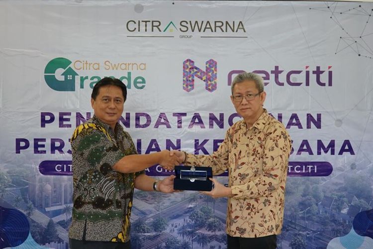 Citra Swarna Group menandatangani kerja sama dengan Netciti terkait penyediaan wifi di Citra Swarna Grande Karawang.