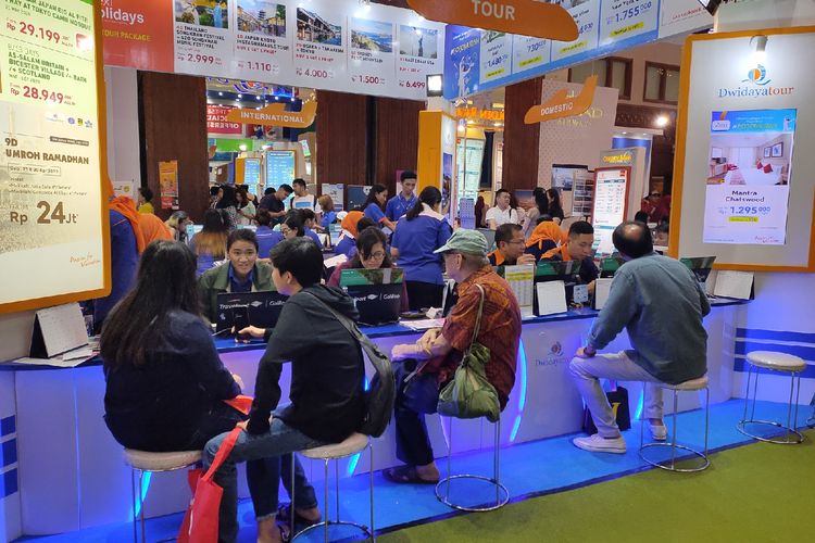 Suasana Astindo Travel Fair 2020 hari pertama, Jumat (21/2/2020) di Jakarta Convention Center Assembly Hall.