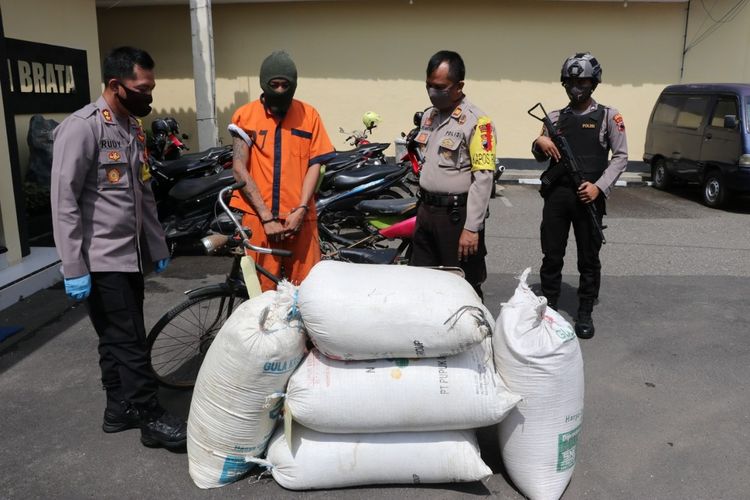 Ungkap kasus pencurian gabah di Mapolres Kebumen, Jawa Tengah.