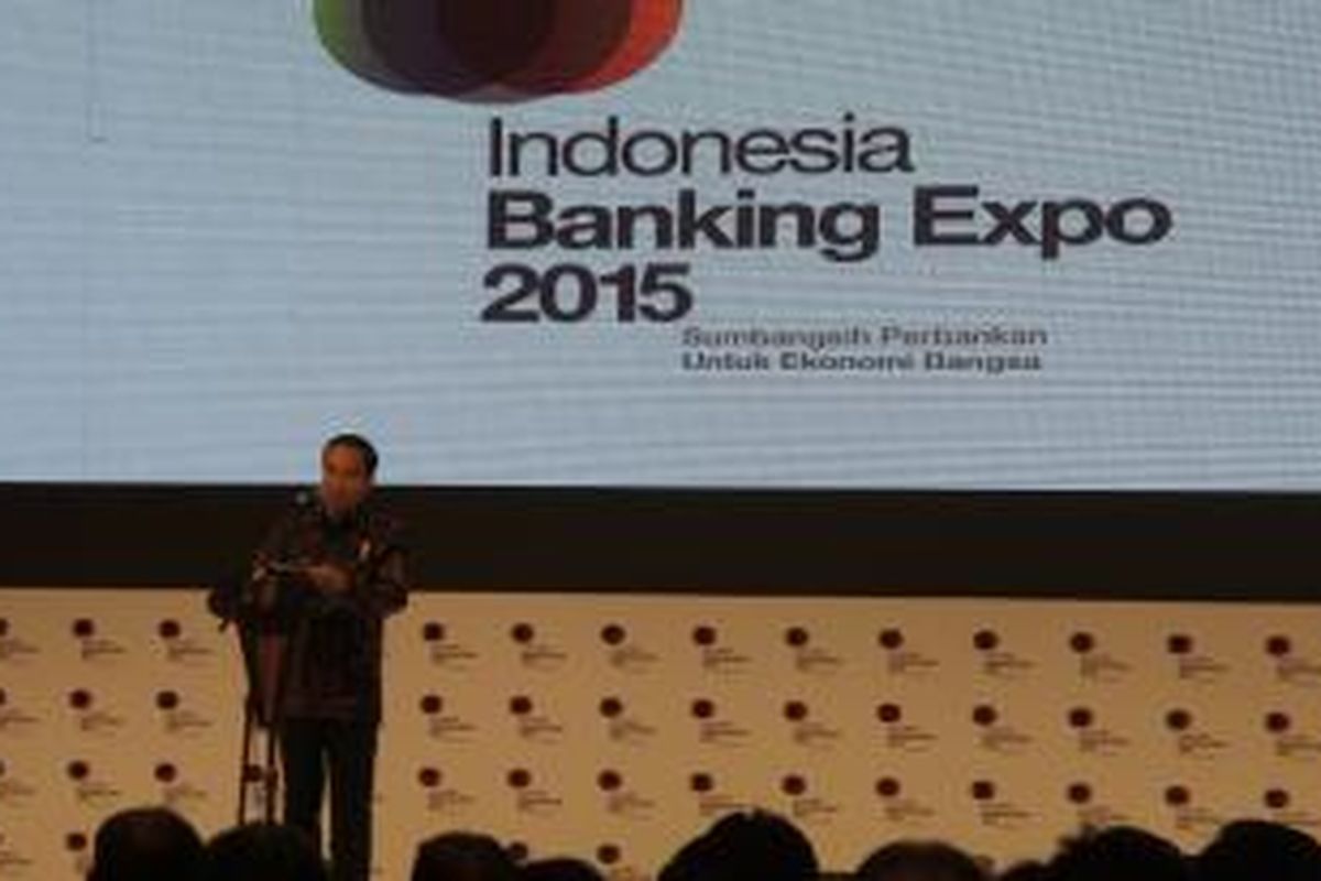 Presiden Joko Widodo saat membuka acara Indonesia Banking Expo 2015 di Jakarta Convention Center (JCC), Rabu (9/9/2015).