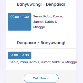 Tangkapan layar laman resmi Express Bahari, jadwal kapal cepat Banyuwangi-Bali, jadwal kapal cepat Bali-Banyuwangi.