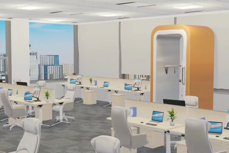 Ruang kantor ini dengan segala furniturnya dibuat pakai kemampuan scene generation 3D di model AI generatif Seed3D milik ByteDance.