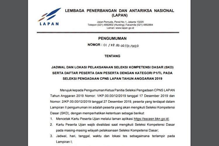 Jadwal Dan Lokasi Tes Skd Cpns Lapan Cermati Ketentuan Tesnya Juga Halaman All Kompas Com