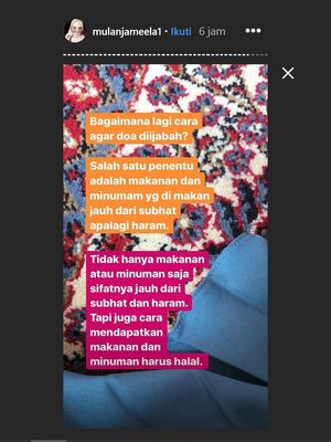 Penyanyi Mulan Jameela berbicara tentang doa di Instagram.