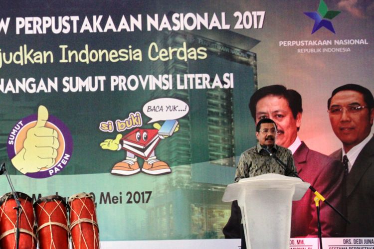 Gubernur Sumatera Utara Erry Nuradi mendeklarasikan Sumatera Utara sebagai Provinsi Literasi, Sabtu (20/5/2017)