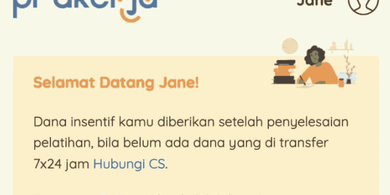 Tampilan layar peserta yang lolos dalam pendaftaran Kartu Prakerja Gelombang 13.