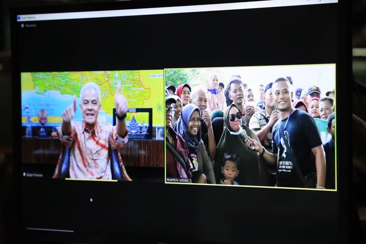 Gubernur Jateng Ganjar Pranowo melepas para pemudik asal Jateng di Sumut secara virtual, Kamis (13/4/2023).