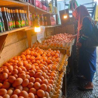 Harga telur di sejumlah pasar tradisional di kota Ambon mulai merangkak naik, Rabu (21/12/2022). Para pedagang menjual telur ayam ras dengan harga Rp 2.200 per butir
