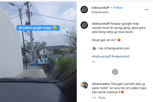 Video Mobil Terjebak di Gang Kecil Akibat Ikuti Google Maps