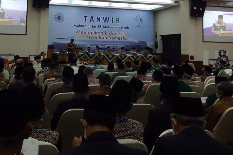 Pelaksanaan sidang tanwir Muktamar ke-48 di Auditorium Mohamad Djazman Universitas Muhammadiyah Surakarta di Sukoharjo, Jawa Tengah, Junat (18/11/2022).