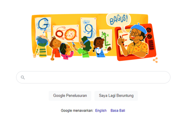 Tangkapan layar Google Doodle bertema Mengenang Tino Sidin pada Rabu, (25/11/2020).