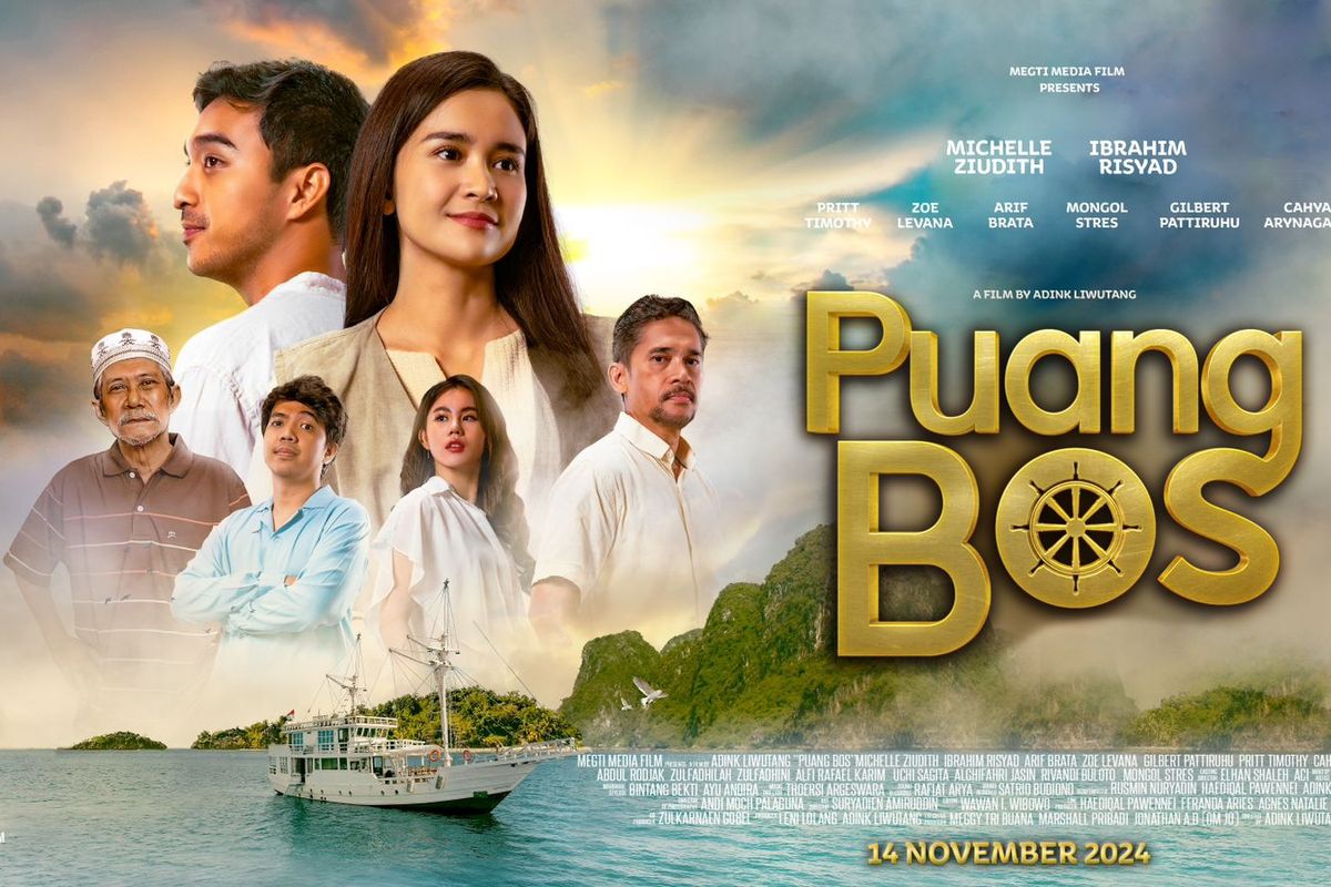 Poster film Puang Bos yang dibintangi oleh Michelle Ziudith dan Ibrahim Risyad.