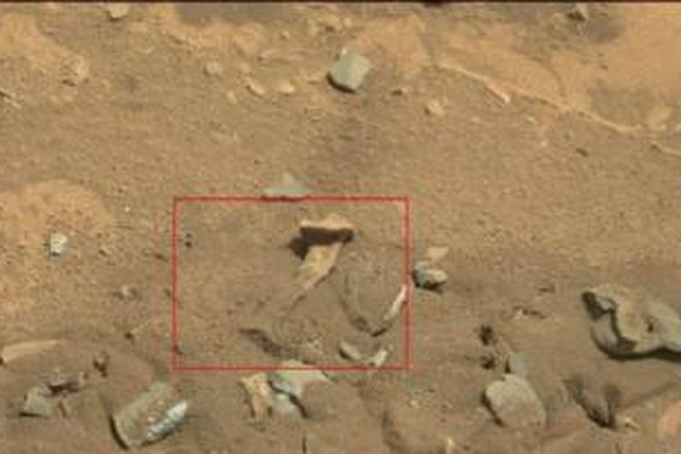 Wahana Curiosity menangkap citra sebuah obyek di Mars pada 14 Agustus 2014 lalu. Banyak yang menduga bahwa obyek itu adalah tulang manusia. Namun, NASA membantahnya. Obyek itu cuma batu yang tererosi. 