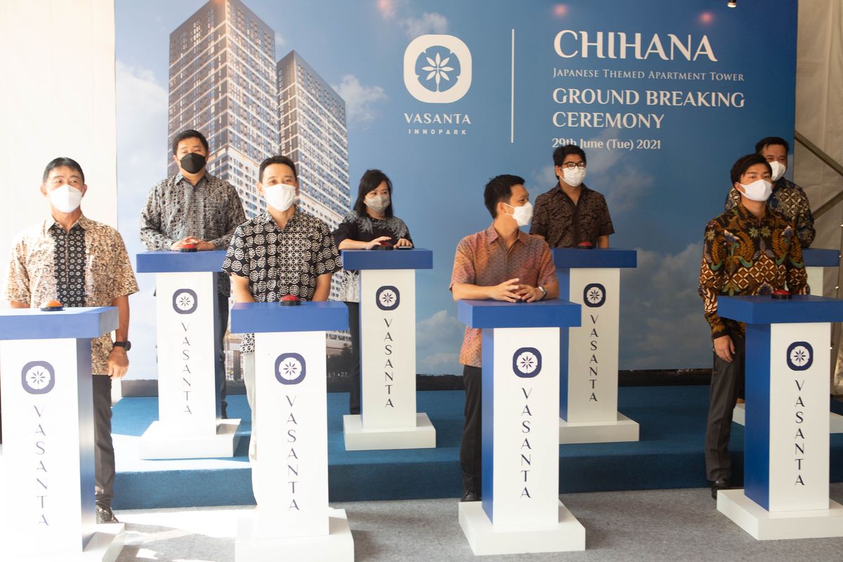 Tower Chihana, Vasanta Innopark, yang merupakan hasil kolaborasi antara PT Sirius Surya Sentosa dan PT Diamond Development Indonesia, anak perusahaan Mitsubishi Corporation, mulai dibangun, Selasa (29/06/2021).