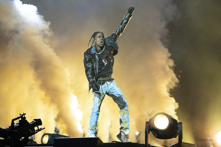 Travis Scott performs at Day 1 of the Astroworld Music Festival at NRG Park on Friday, Nov. 5, 2021, in Houston. (Photo by Amy Harris/Invision/AP)