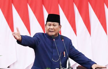 Presiden Prabowo Subianto menyampaikan pidato pertamanya pada Sidang Paripurna Pelantikan Presiden dan Wakil Presiden RI 2024-2029 di Gedung MPR/DPR RI, Minggu (20/10/2024).