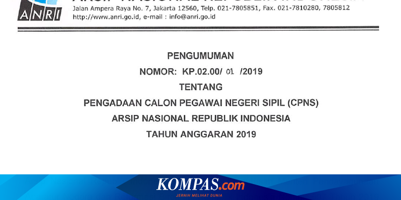 Catat Anri Buka 71 Formasi Di Cpns 2019 Halaman All Kompas Com