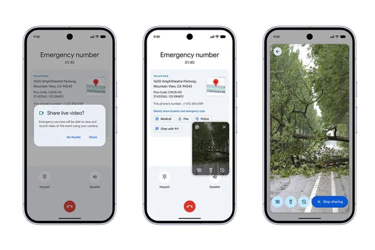 Demo fitur Emergency Live Video yang bisa dilakukan ketika melakukan panggilan ke tim tanggap darurat