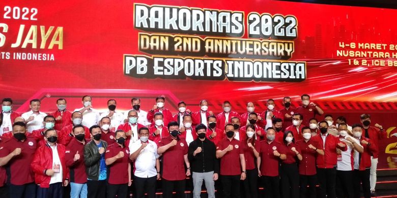 Pengurus Besar Esports Indonesia (PBESI) menggelar Rapat Koordinasi Nasional (Rakornas) di Indonesia Convention Exhibition (ICE), kompleks BSD, Tangerang, Sabtu (5/3/2022).