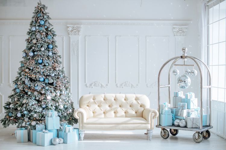 Ilustrasi dekorasi Natal berwarna biru