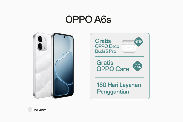 Harga HP OPPO Hari Ini 31 Maret 2026, Beli OPPO A6s Gratis Enco Buds3 Pro