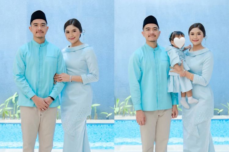 Gaya Lebaran Kaesang dan Erina Gudono, Kompak Pakai Busana Biru Muda