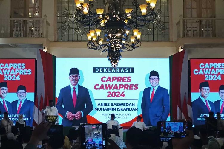 Deklarasi capres cawapres 2024 Anies Baswedan - Muhaimin Iskandar di Surabaya, Sabtu (2/9/2023)