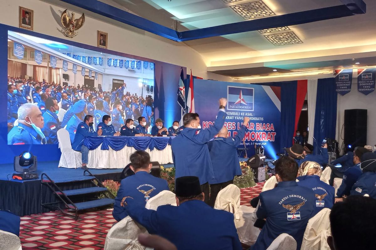 Kongres Luar Biasa (KLB) Partai Demokrat di Sibolangit, Deliserdang, Sumatera Utara, Jumat (5/3/2021).