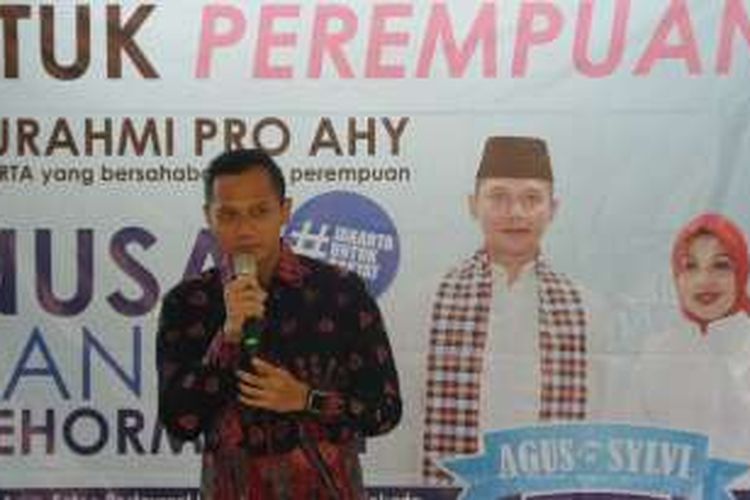 Calon gubernur nomor pemilihan satu, Agus Harimurti Yudhoyono, saat diundang sebagai pembicara dalam acara 