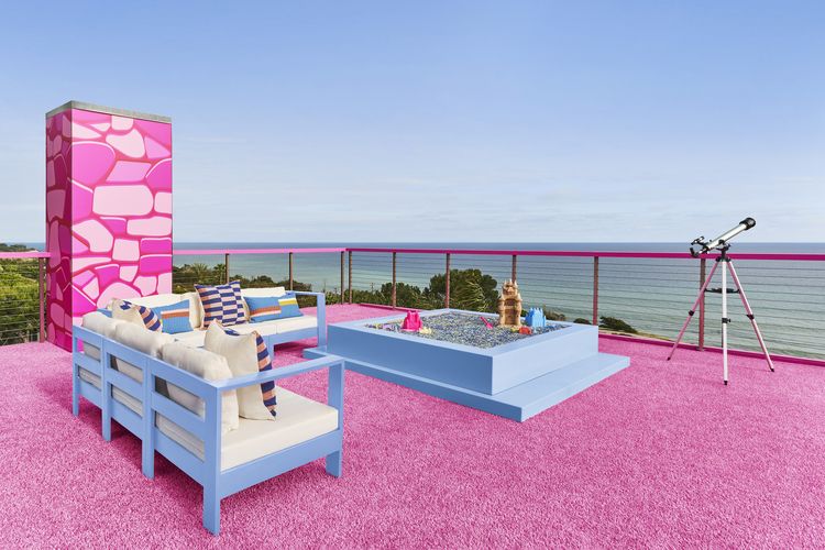 Ilustrasi salah satu area di Malibu DreamHouse Barbie dari Airbnb.