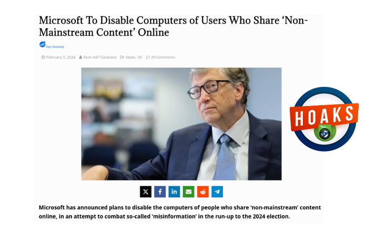 Hoaks, Microsoft matikan komputer yang sebar hoaks