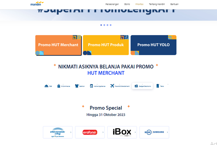 Beragam Promo HUT Ke-25 Bank Mandiri Sepanjang Oktober 2023, Ada Makanan dan Perangkat Elektronik