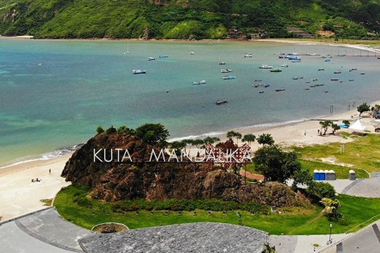 Mandalika Kuta Beach, one of the tourist destinations in Lombok Tengah regency in Indonesia's West Nusa Tenggara.  