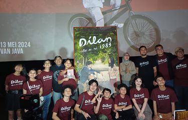 Konferensi pers Film Dilan 1983: Wo Ai Ni di PVJ, Bandung, Jawa Barat, Senin (13/5/2024).