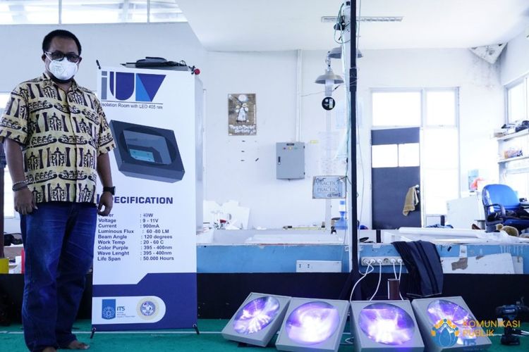 , ITS bekerja sama dengan Rumah Sakit Universitas Airlangga (RSUA) merancang lampu LED 405nm IUV yang dapat melakukan sterilisasi ruangan tanpa membahayakan manusia.