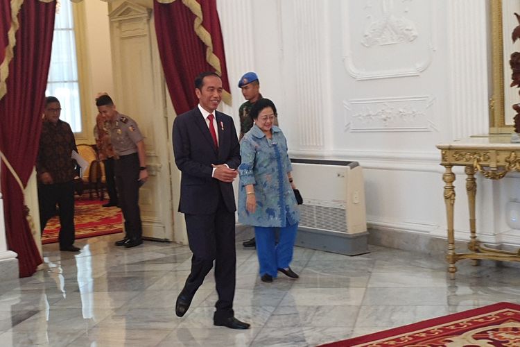 Presiden Joko Widodo menerima Ketua Umum PDI-P Megawati Soekarnoputri di Istana Merdeka, Jakarta, Selasa (21/5/2019). 