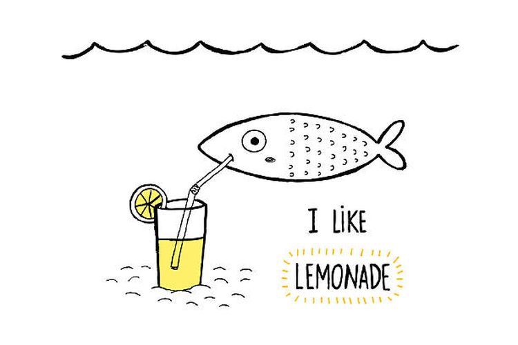Ilustrasi ikan minum.