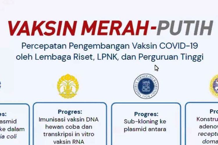 Materi yang disampaikan Menristek Bambang Brodjonegoro mengenai vaksin Merah Putih.